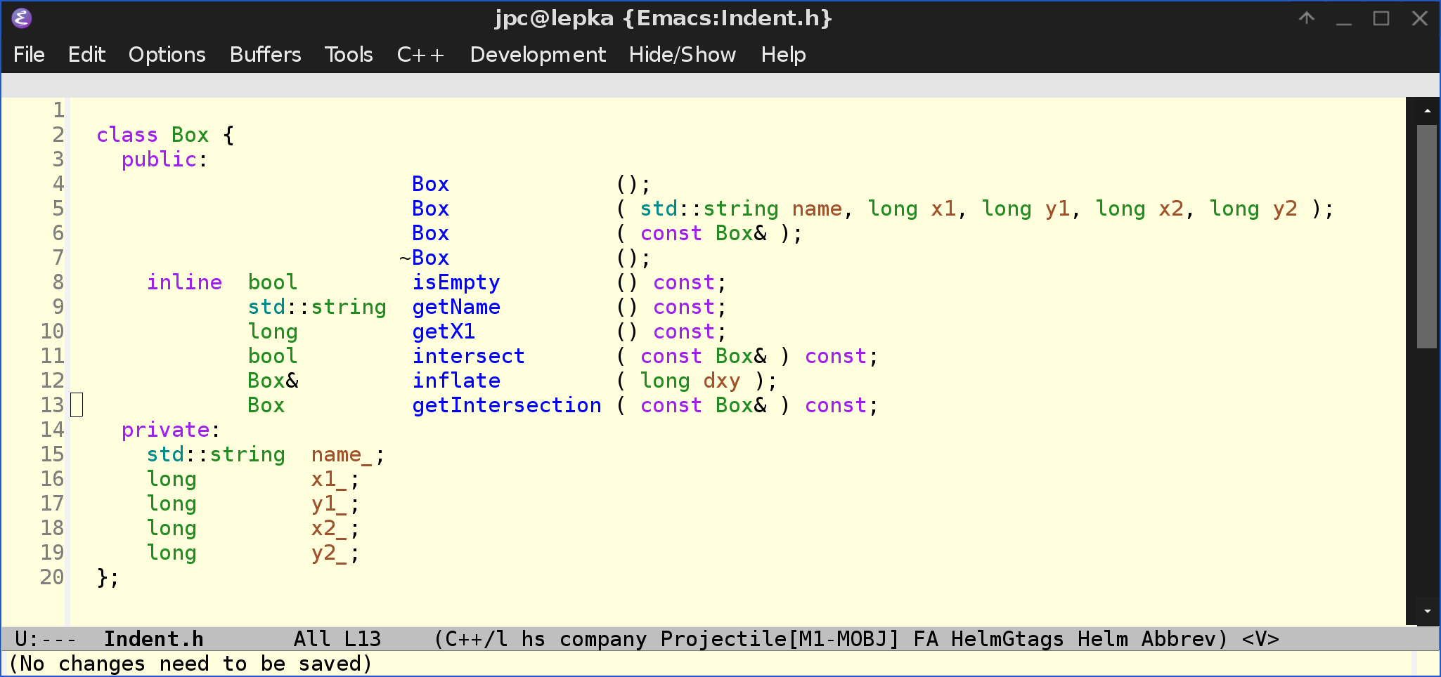 Exemple de code C++ correctement indenté.